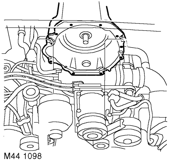 Loosen gearbox multiplug locking ring and disconnect plug.