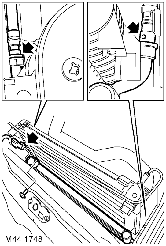 Cooler - fluid - v8 – If fitted: Remove engine oil cooler.  ENGINE - V8, REPAIRS, Cooler - engine oil.