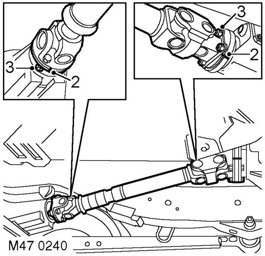 Propeller shaft - front – Raise front of vehicle.