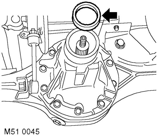 Seal - differential pinion – Position container to catch oil spillage