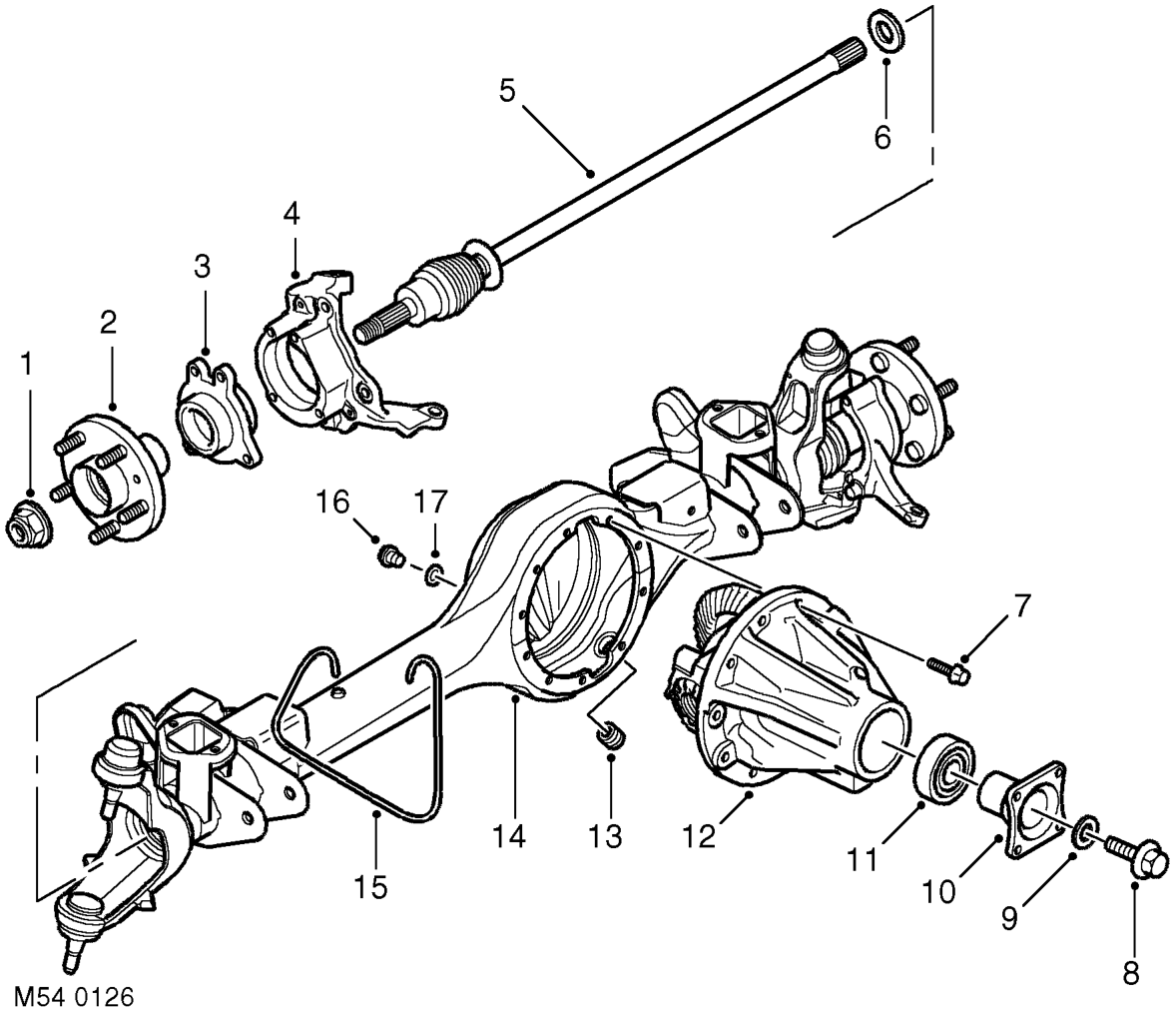 Front axle component layout – FRONT AXLEDESCRIPTION AND OPERATION