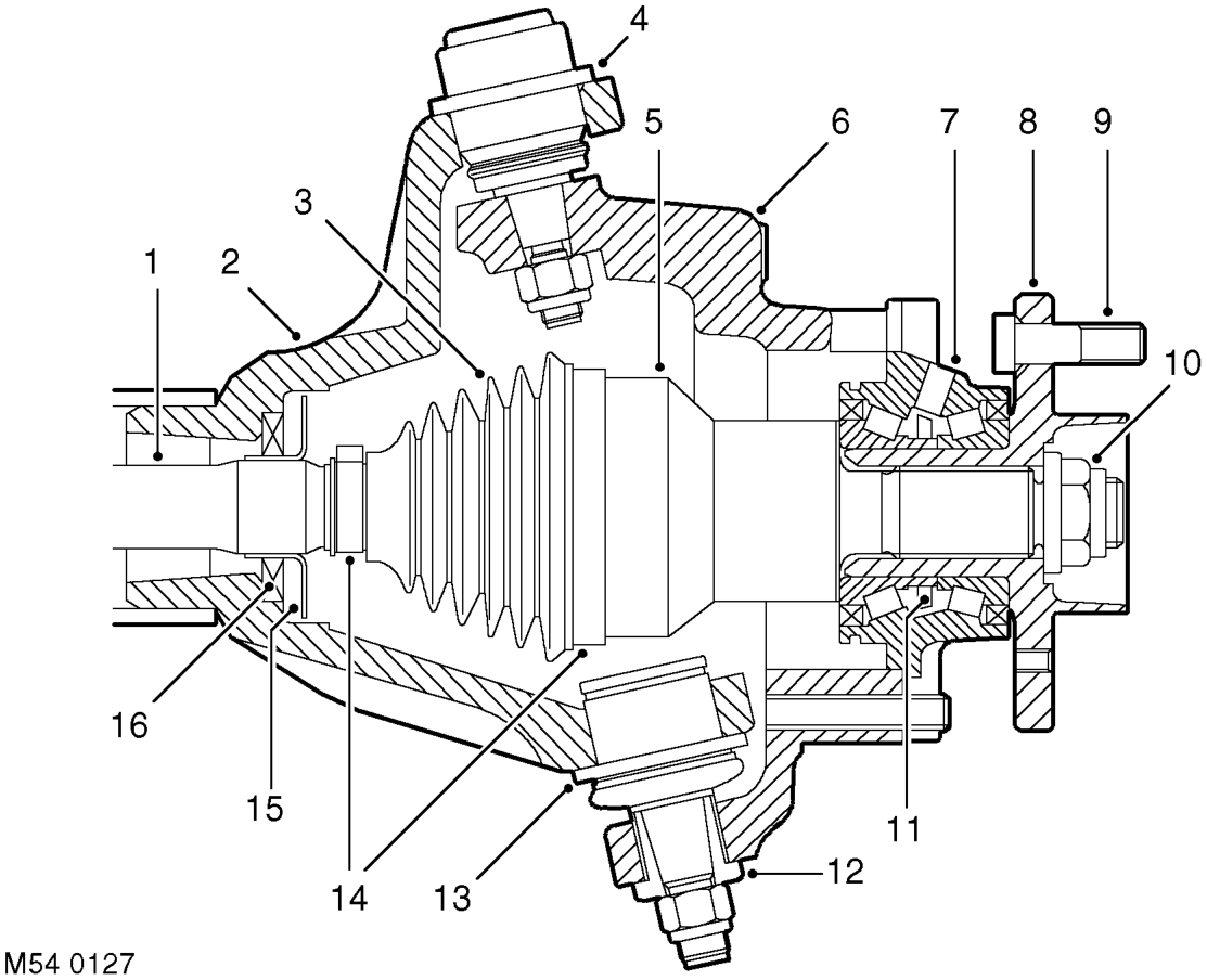 Section through wheel hub