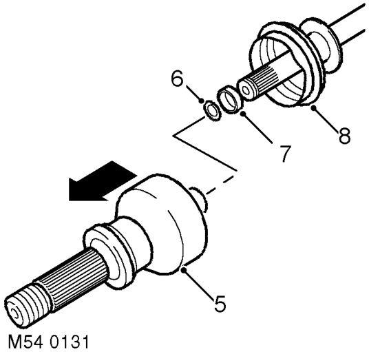 Constant velocity joint - drive shaft – Compress gaiter to gain access to joint.