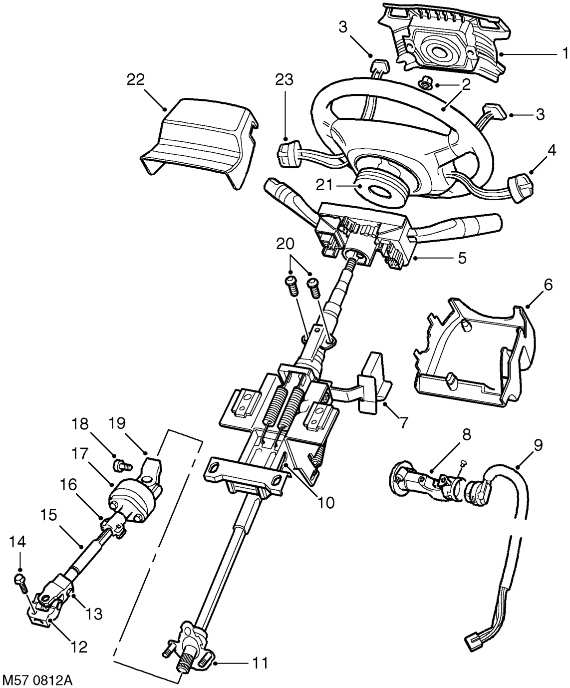 Steering column assembly and intermediate shaft