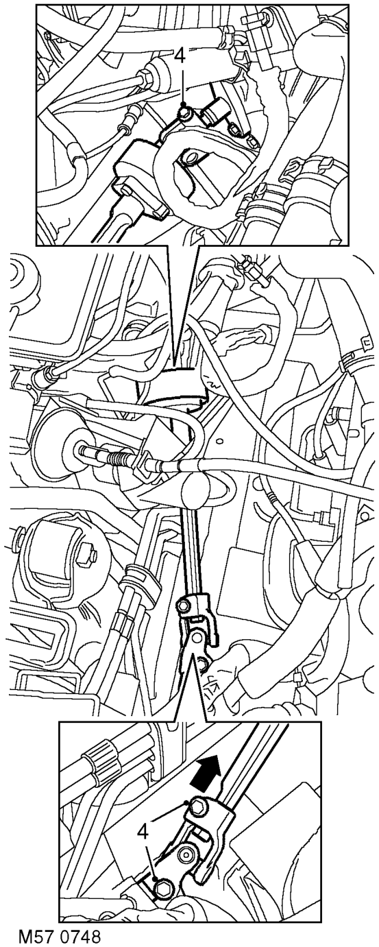 Power steering box - v8 – Ensure steering wheel is centralised and fit centralising bolt to steering box. Remove key