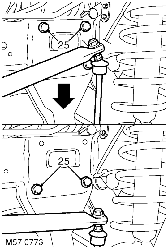 Raise the engine sufficiently to allow the steering box to clear the sump.