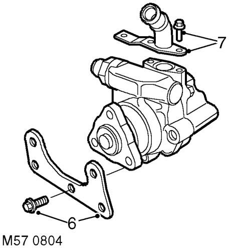 Pump - power steering - diesel – Remove 4 bolts and remove PAS pump.