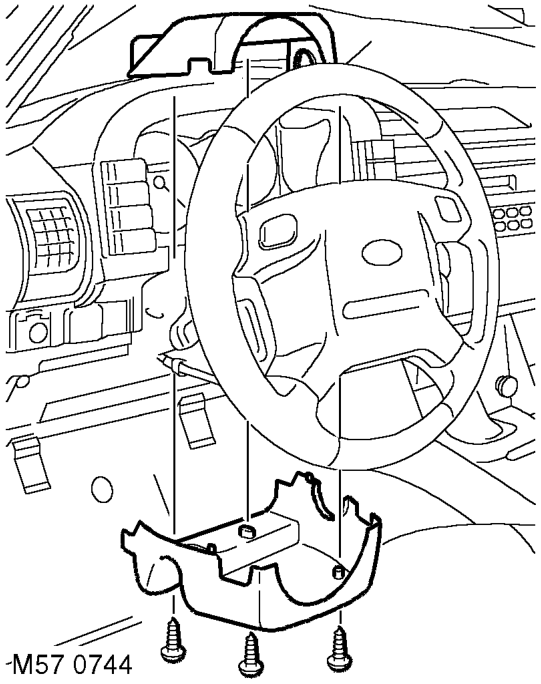 Nacelle - steering column – Open fascia lower access panel.