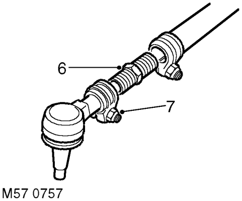 Ball joint - track rod – Using tool LRT-57-036 break taper joint and release track rod.