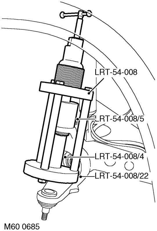 Ball joint - upper - steering knuckle – Lower the front axle, release front spring from damper and remove front spring.