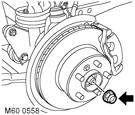 Wheel hub – Release harness from brackets on inner wing valance, suspension turret and front hub.