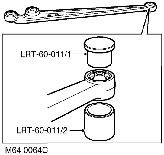 Bushes - radius arm – Press out bushes from axle end of radius arm using a length of steel tubing.
