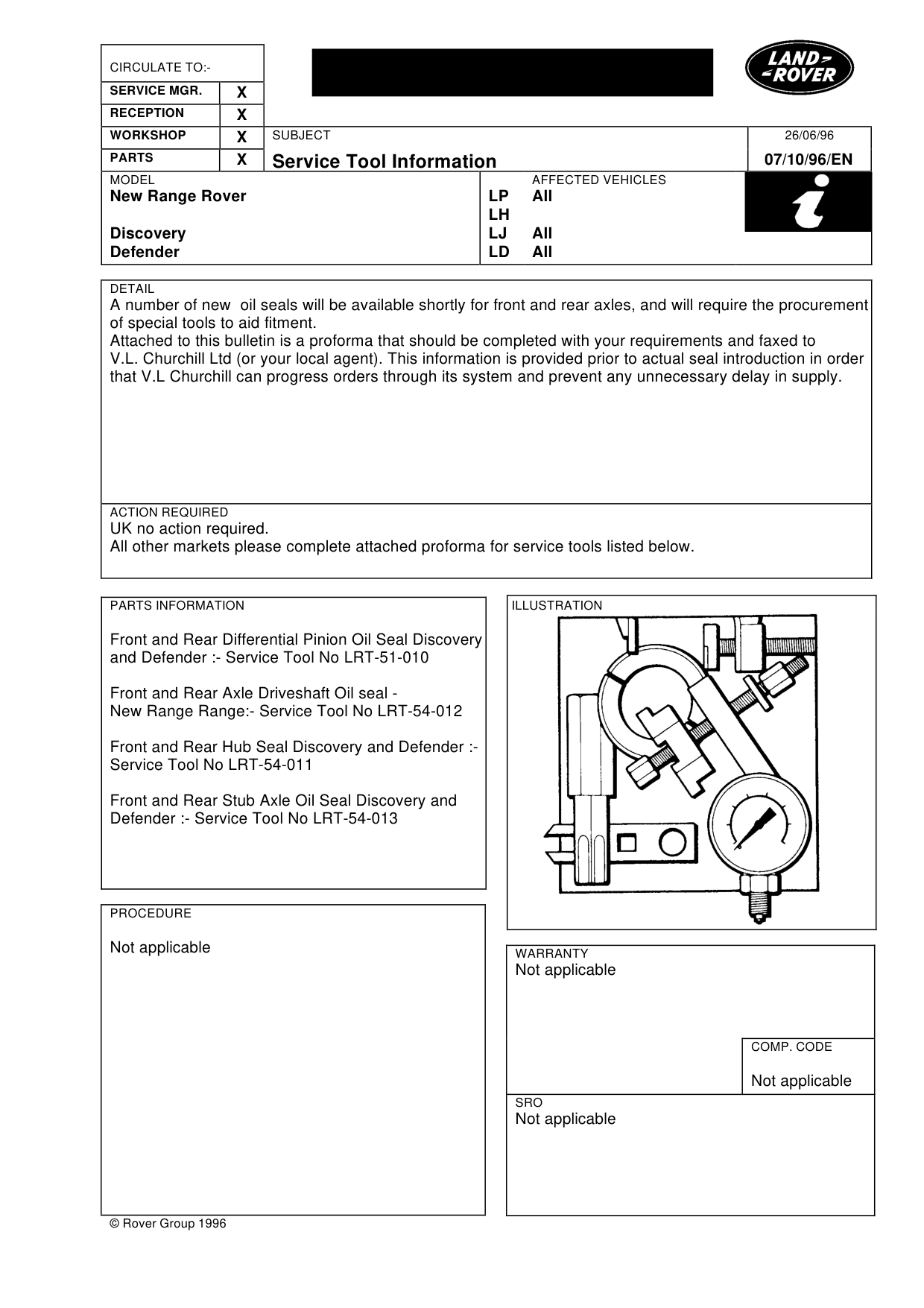 Service Tool Information – bulletin page 1