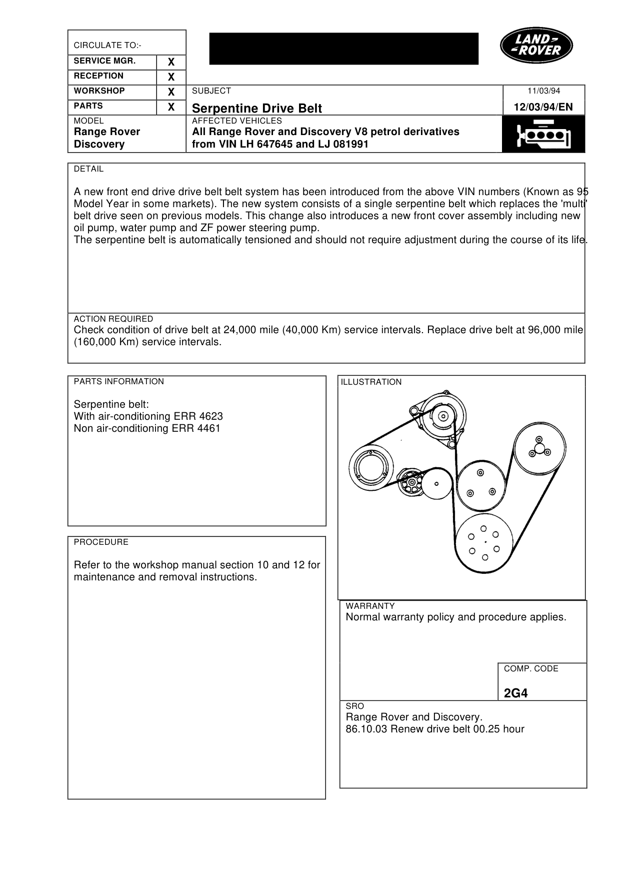 Serpentine Drive Belt – bulletin page 1