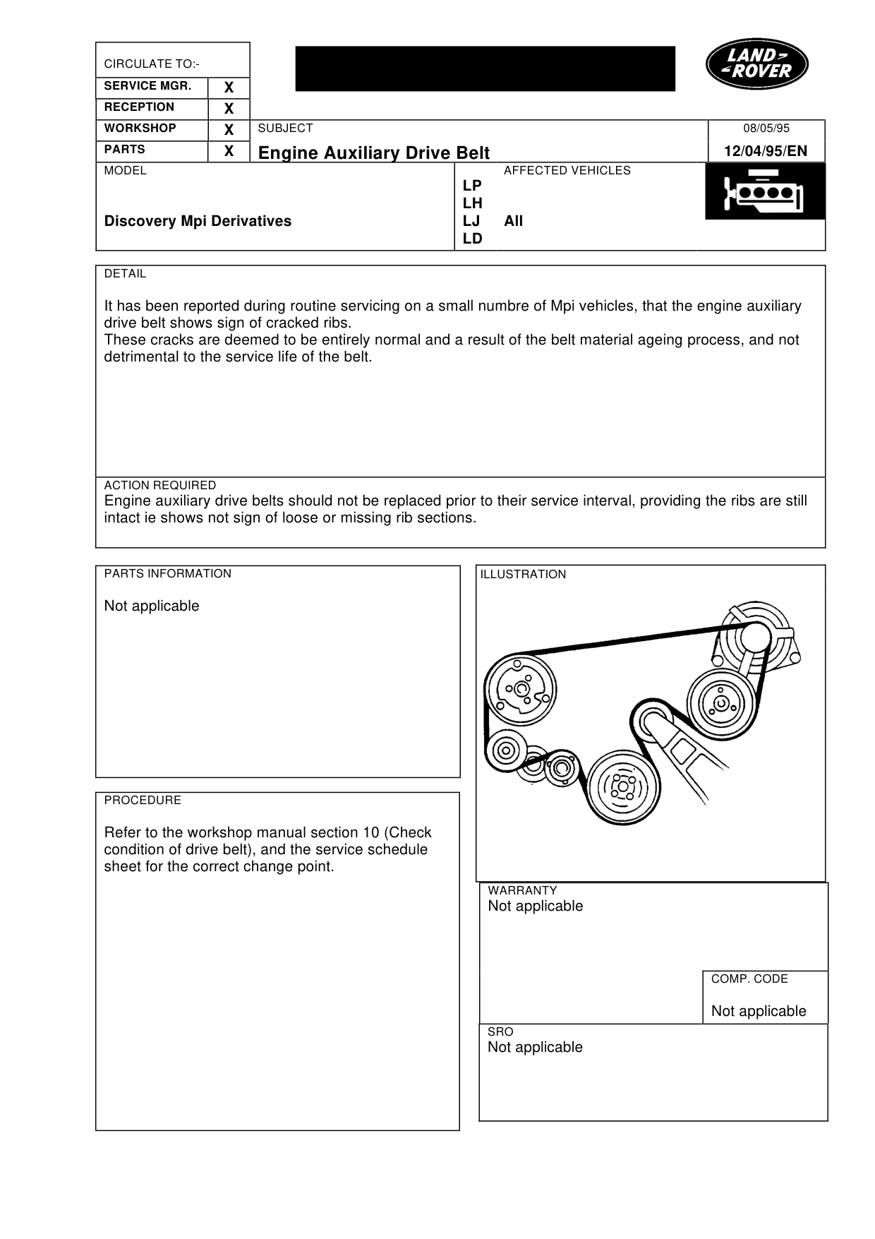 Engine Auxiliary Drive Belt – bulletin page 1