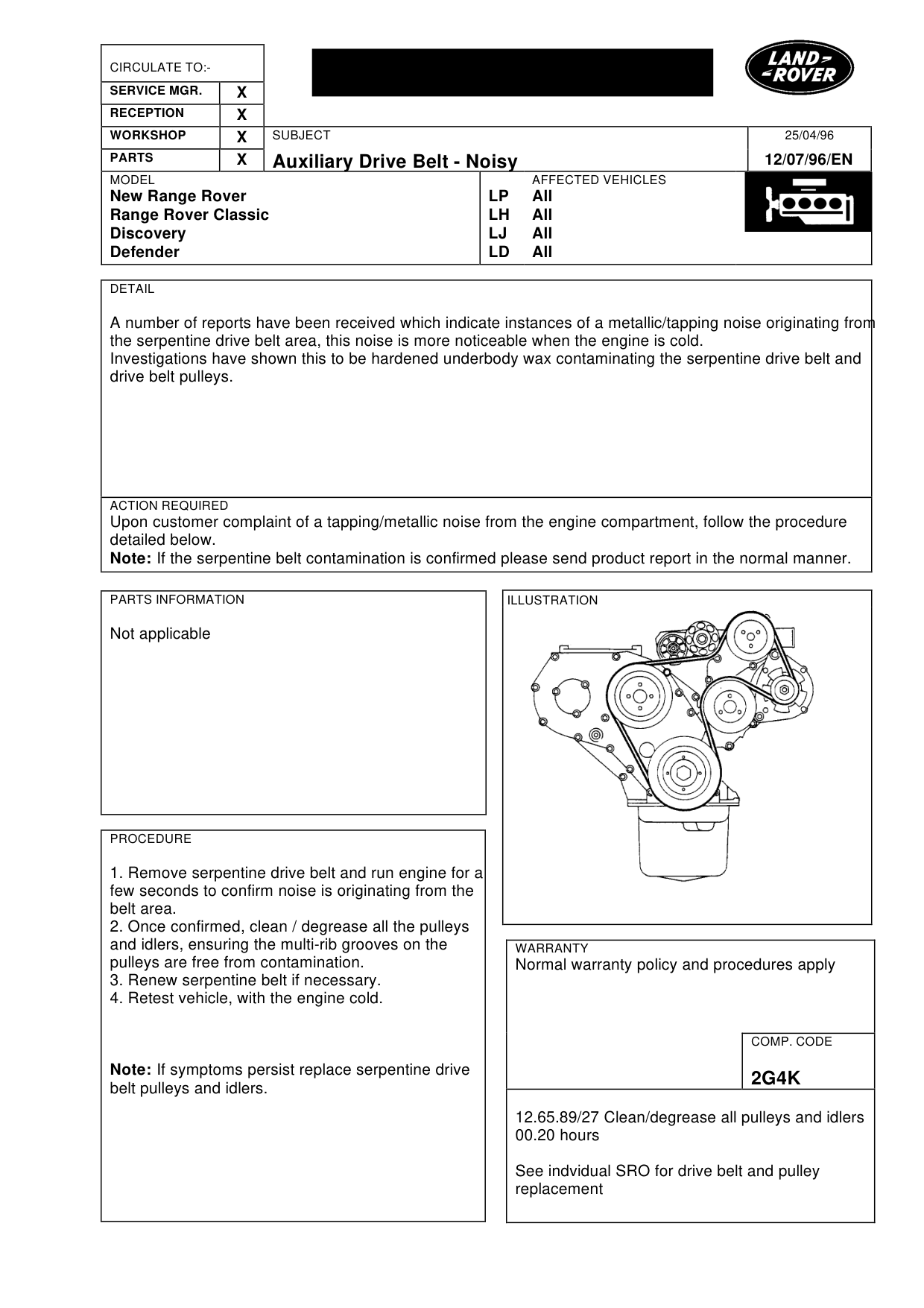 Auxiliary Drive Belt-Noisy – bulletin page 1
