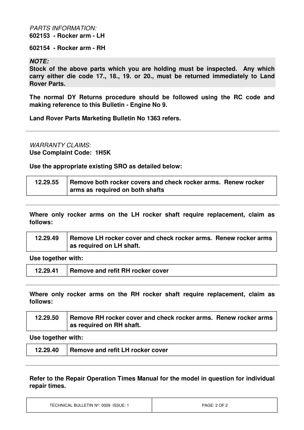 Noise From Top End Of Engine - Rocker Arms – bulletin page 2