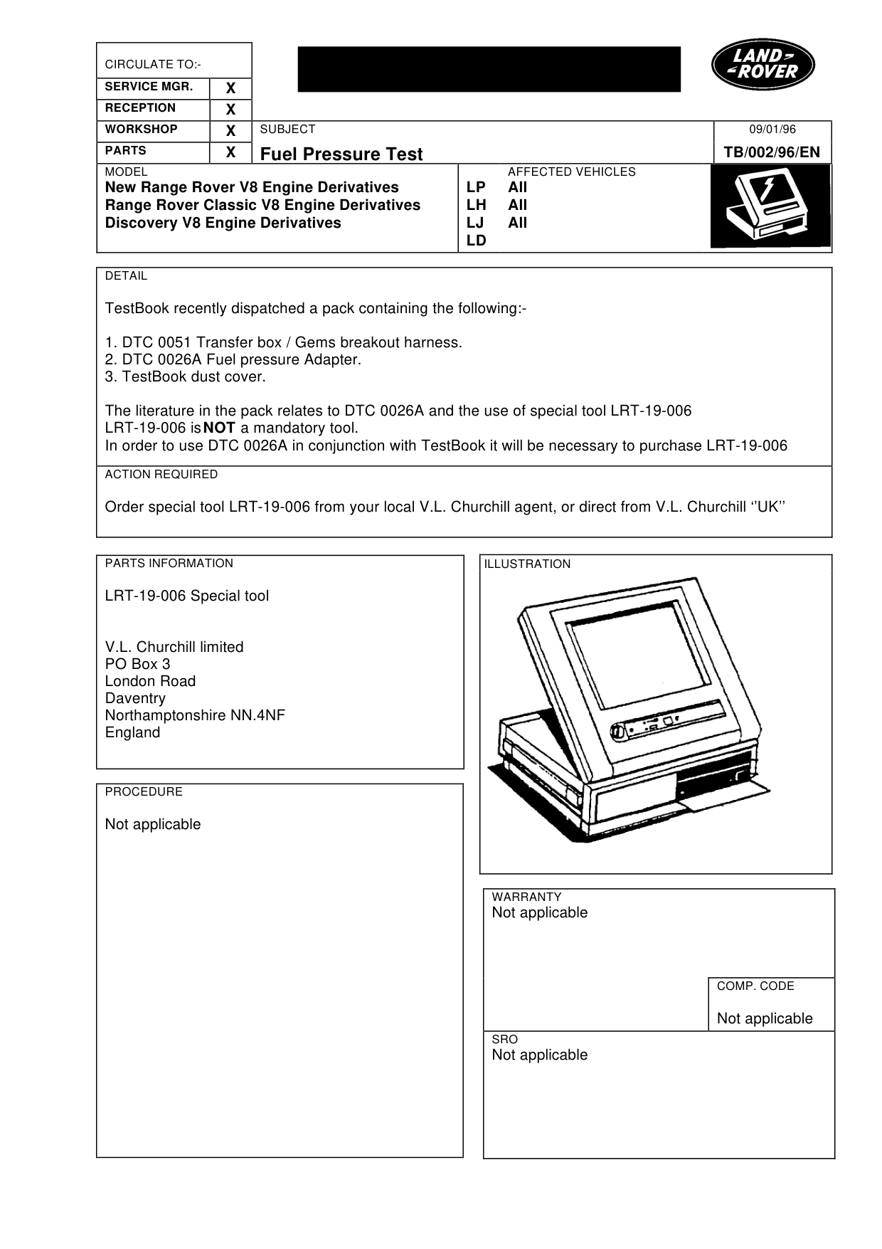 Fuel Pressure Test – bulletin page 1