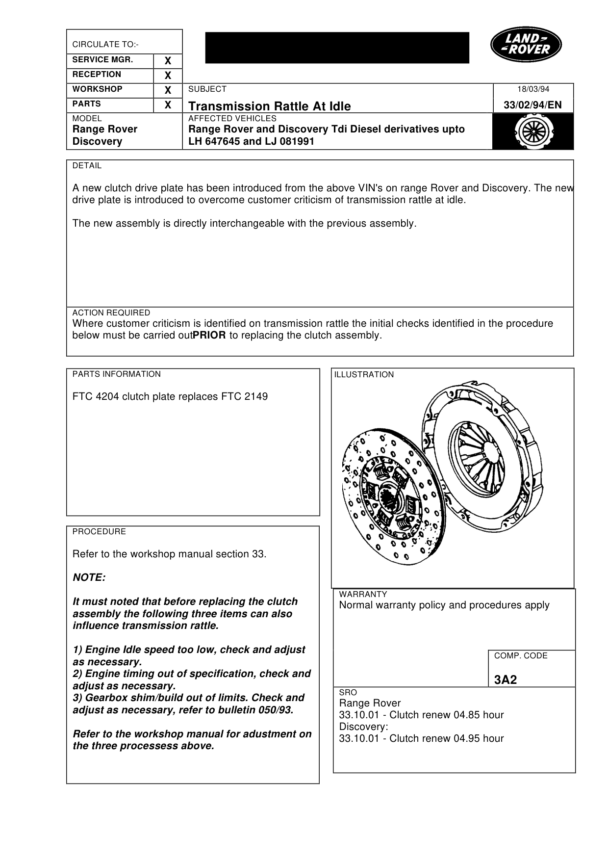 Transmission Rattle At Idle-Tdi Diesel – bulletin page 1