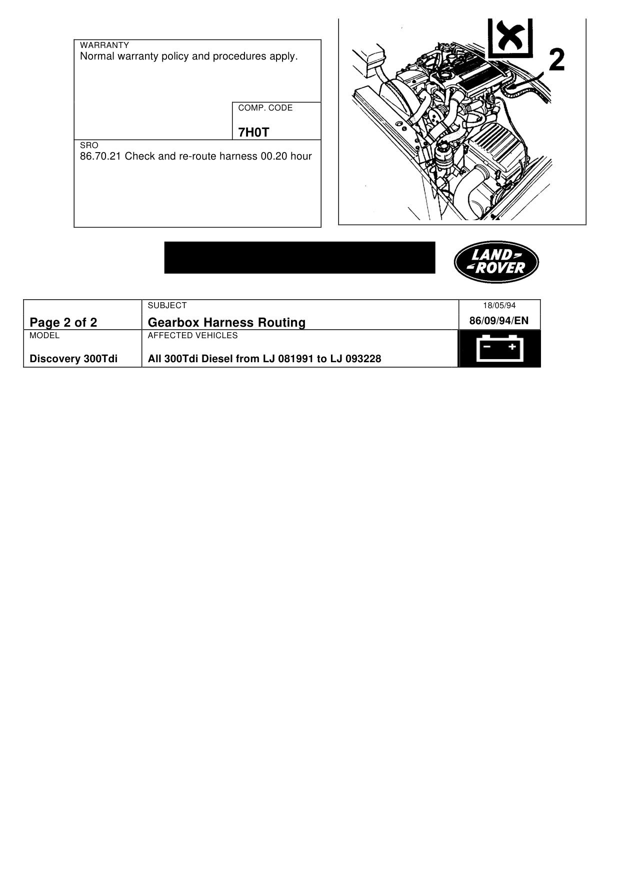 Gearbox Harness Routing – bulletin page 2