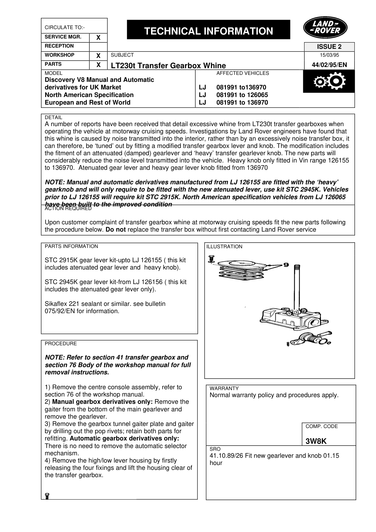 Lt 230T Transfer Gearbox Whine – bulletin page 1