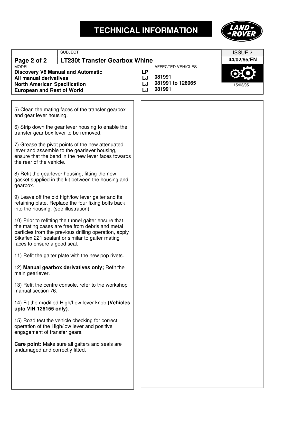 Lt 230T Transfer Gearbox Whine – bulletin page 2