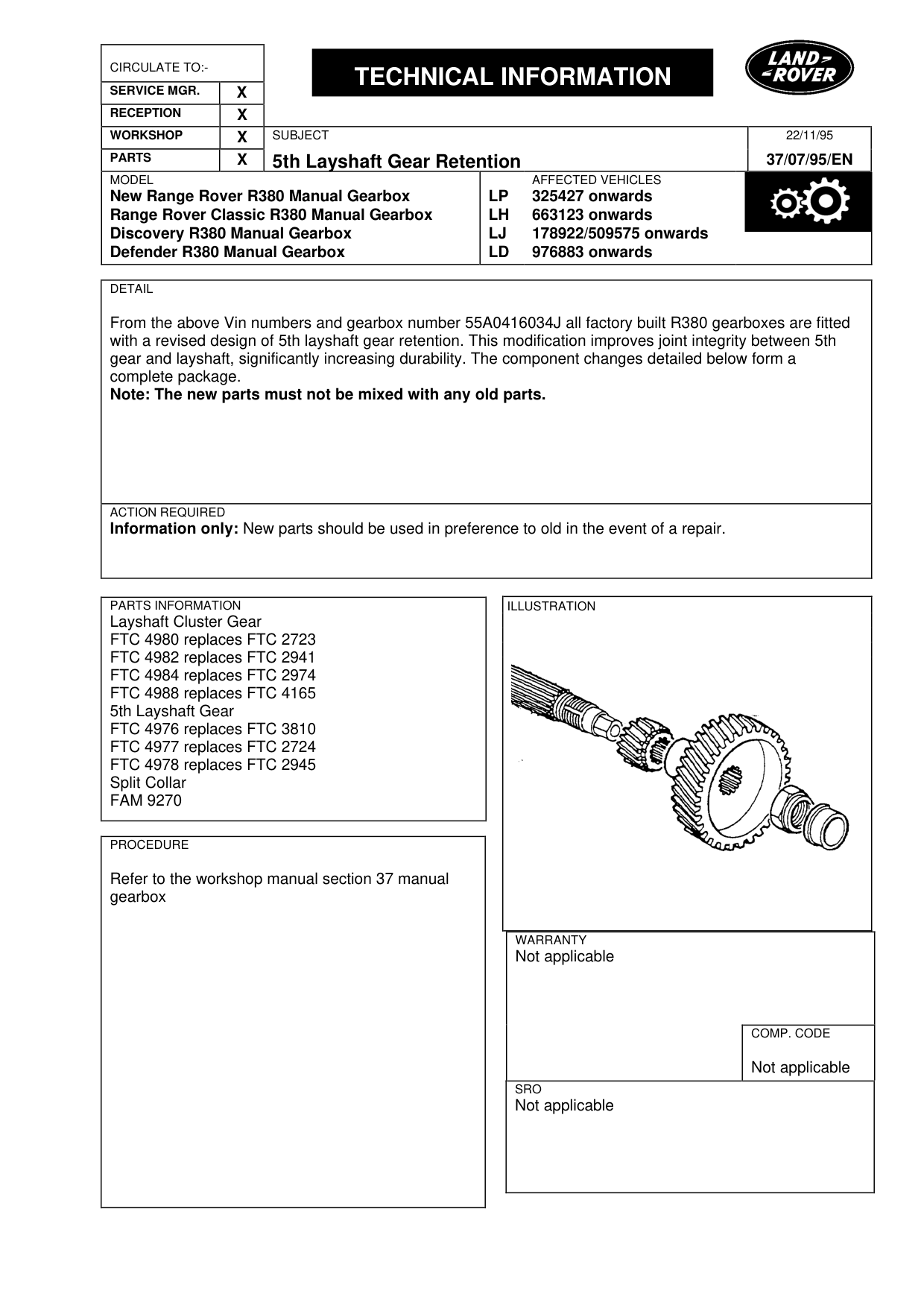 5Th Layshaft Gear Retention – bulletin page 1