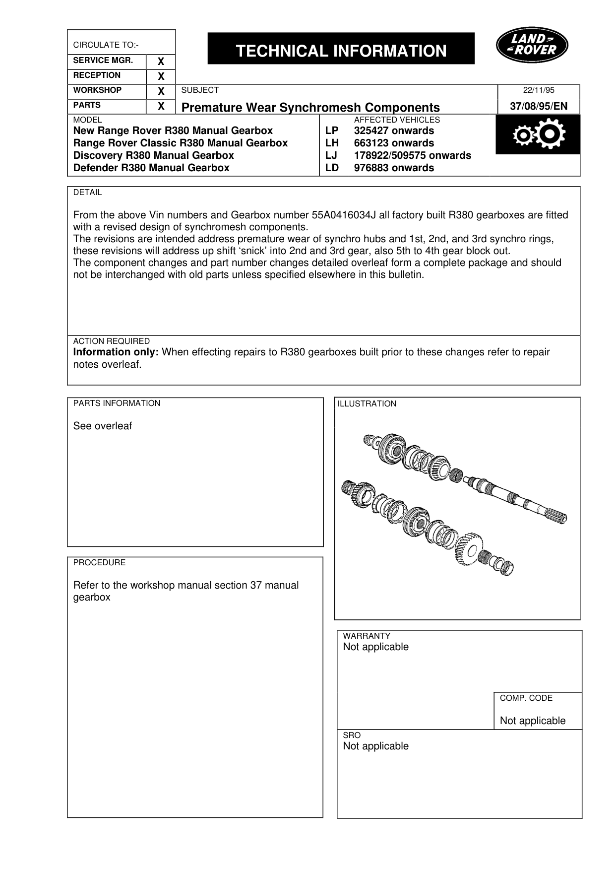 Premature Wear Synchromesh Components – bulletin page 1
