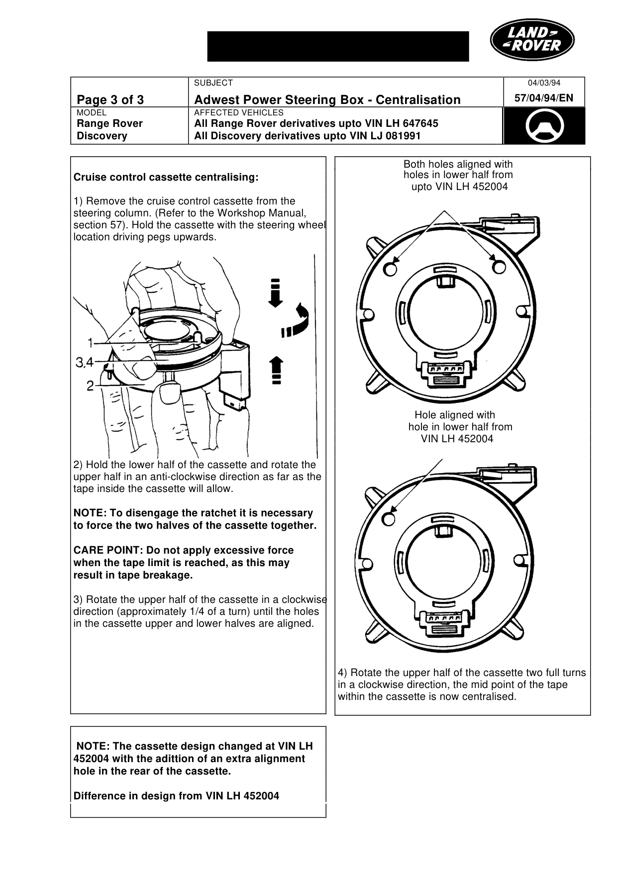Adwest Power Steering Box-Centralisation – bulletin page 3