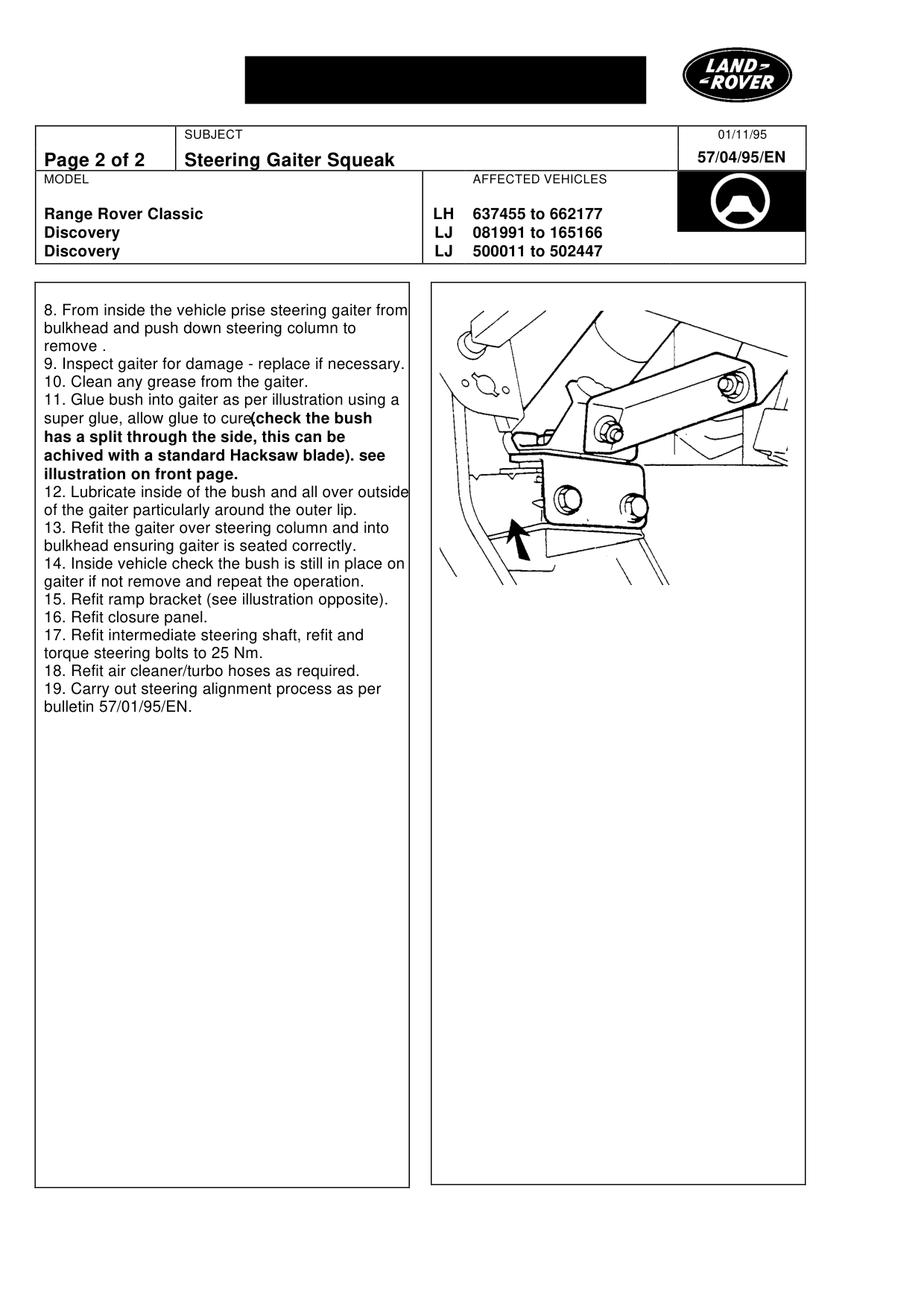 Steering Gaiter Squeak – bulletin page 2
