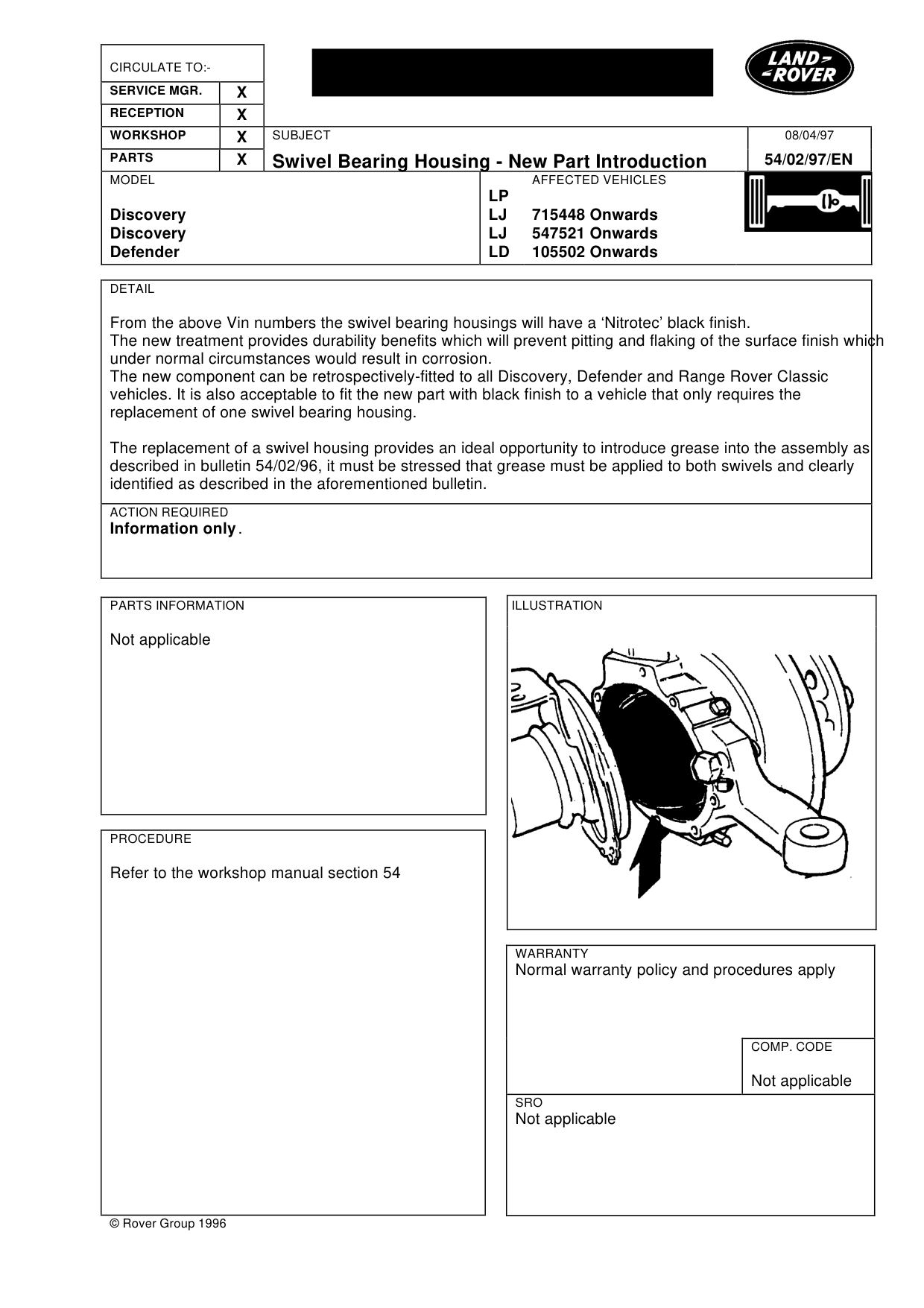 Swivel Bearing Housing-New Part Introduction – bulletin page 1