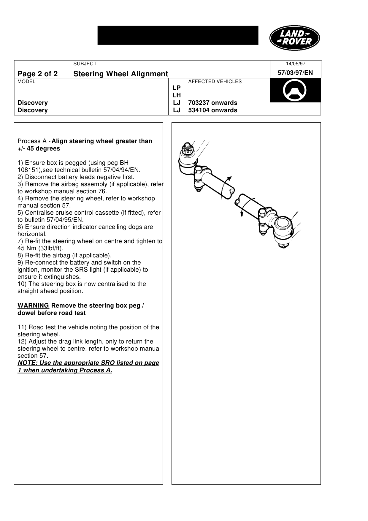 Steering Wheel Alignment – bulletin page 2
