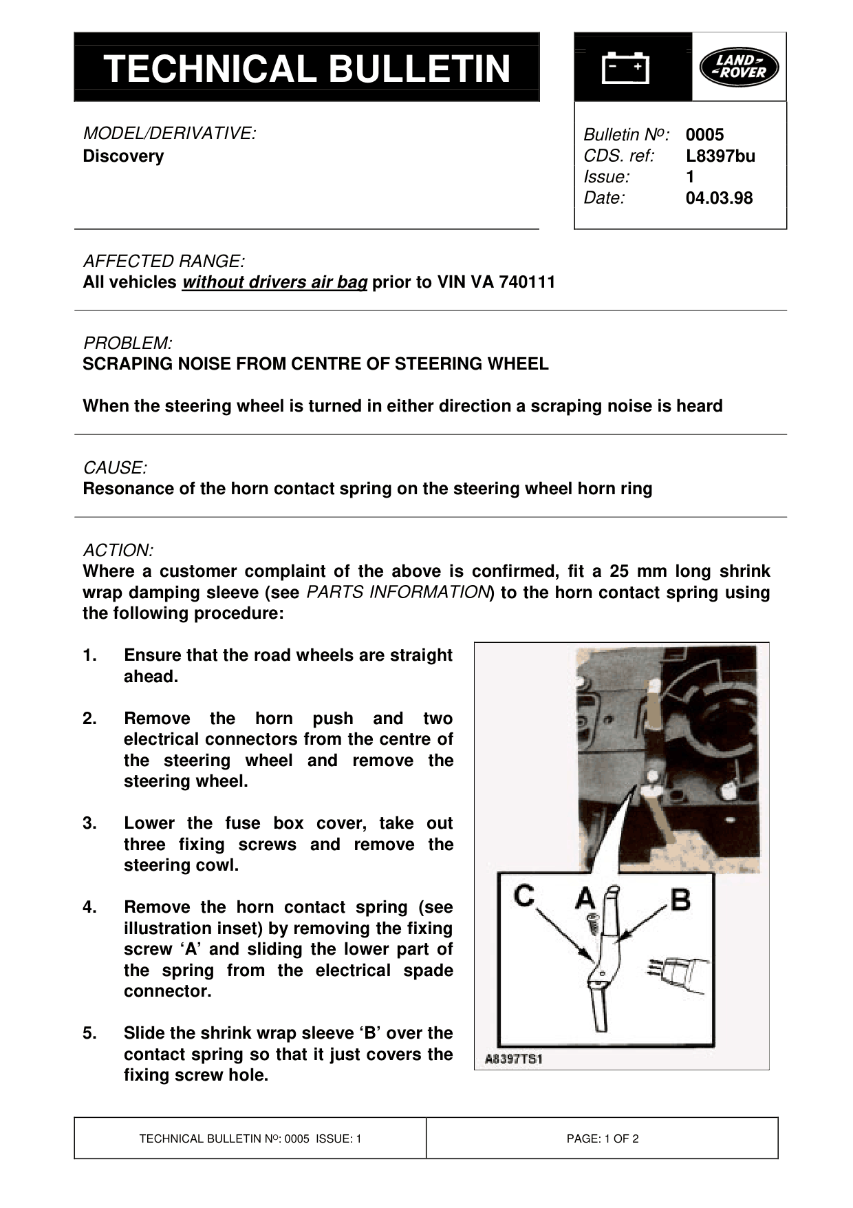 Scraping Noise From Centre Of Steering Wheel – bulletin page 1