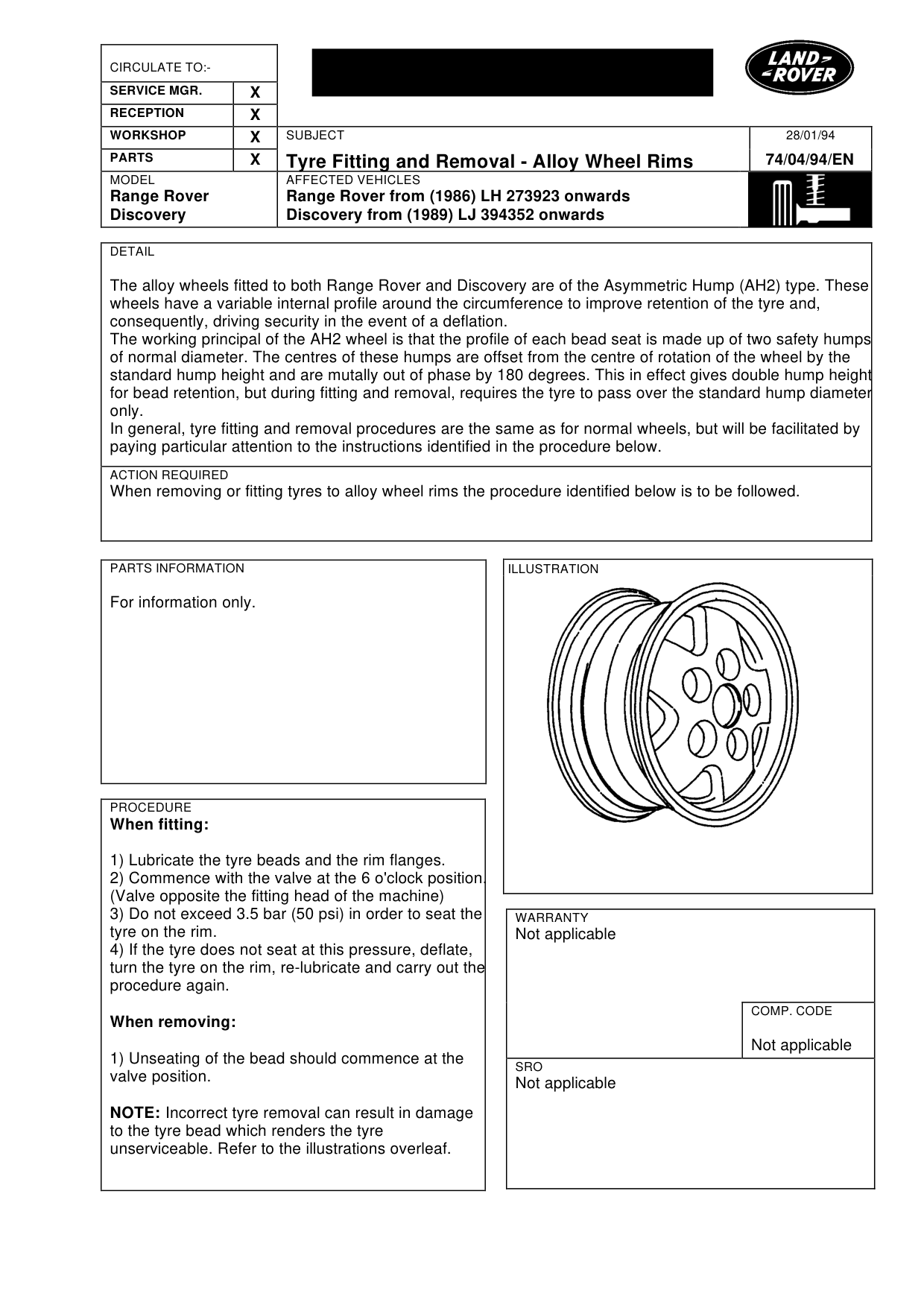 Tyre Fitting And Removal-Alloy Wheel Rims – bulletin page 1