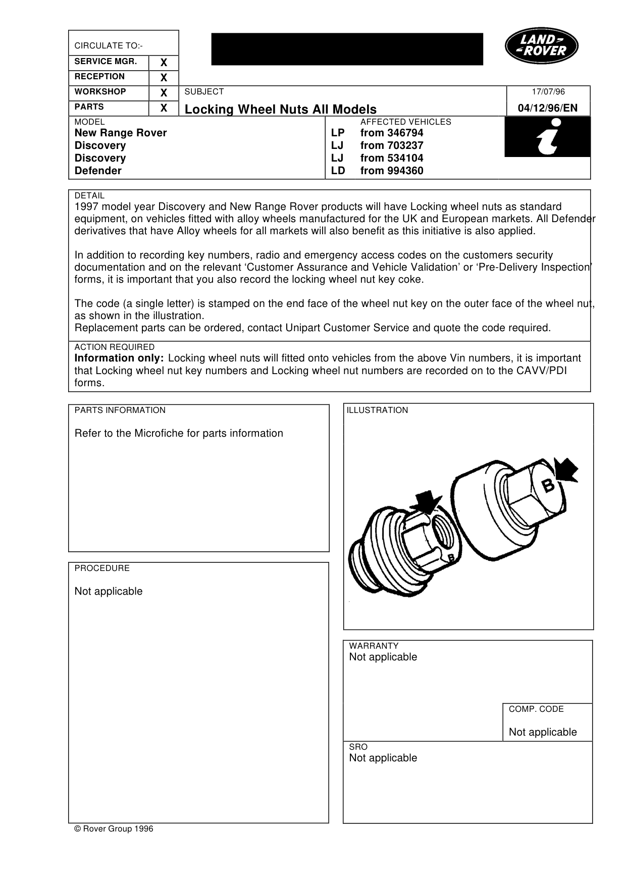Locking Wheel Nuts – bulletin page 1