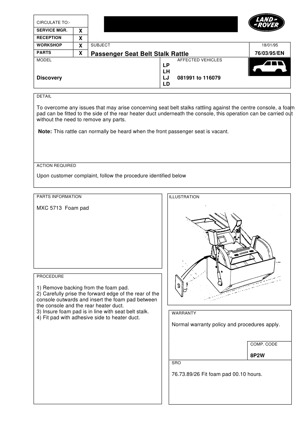 Passenger Seat Belt Stalk Rattle – bulletin page 1