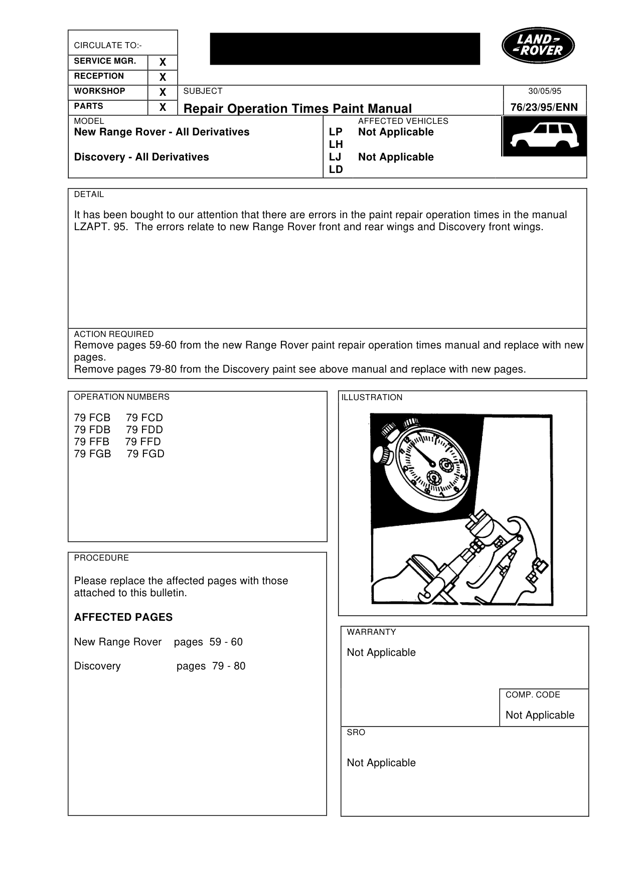 Repair Operation Times Paint Manual – bulletin page 1