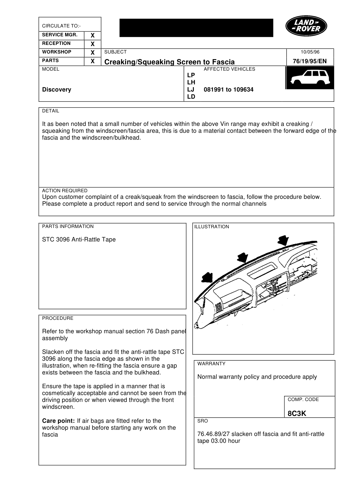 Creaking/Squeaking Screen To Fascia – bulletin page 1