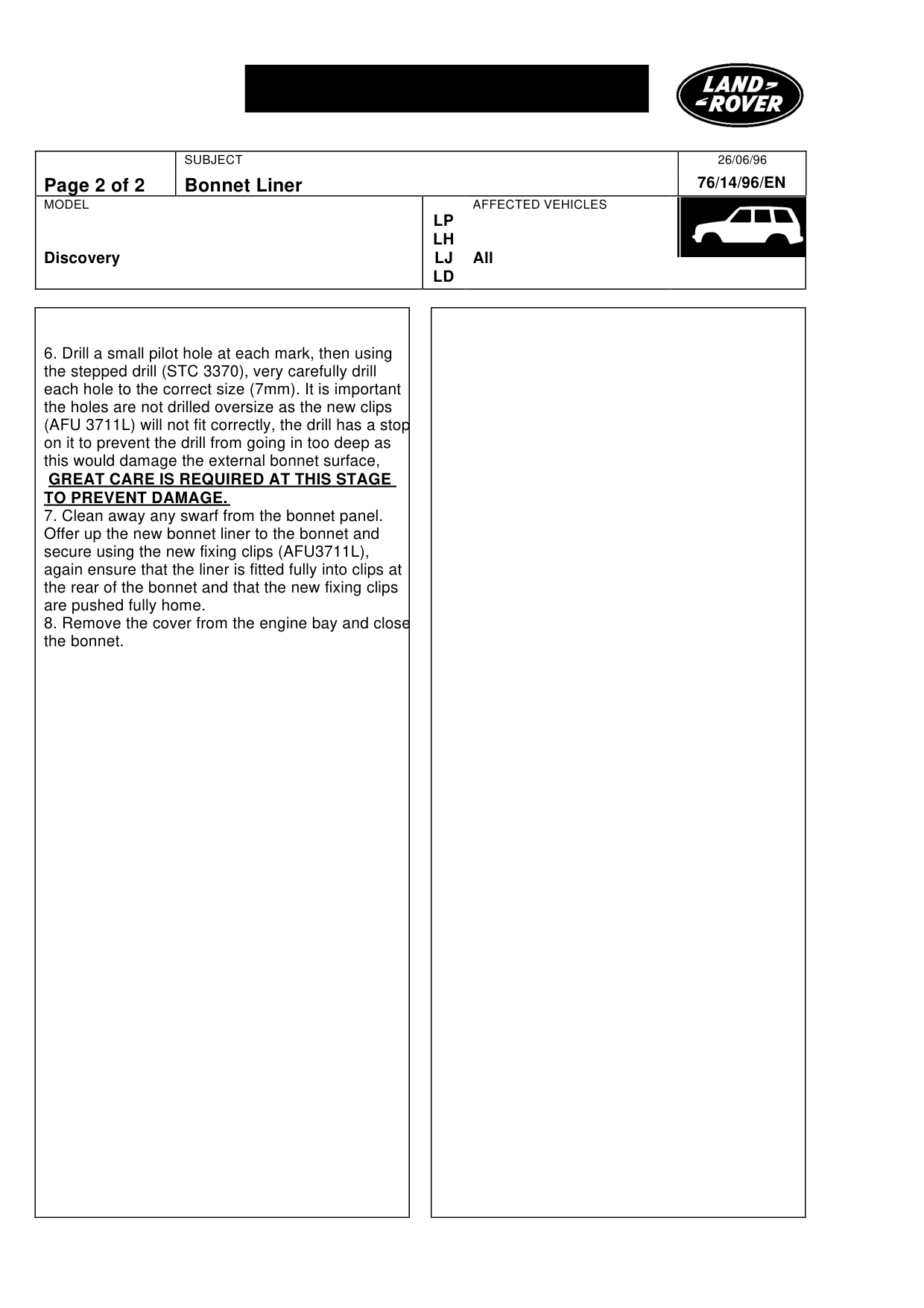 Bonnet Liner – bulletin page 2