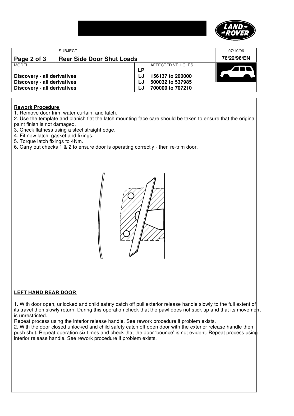 Rear Side Door Shut Loads – bulletin page 2