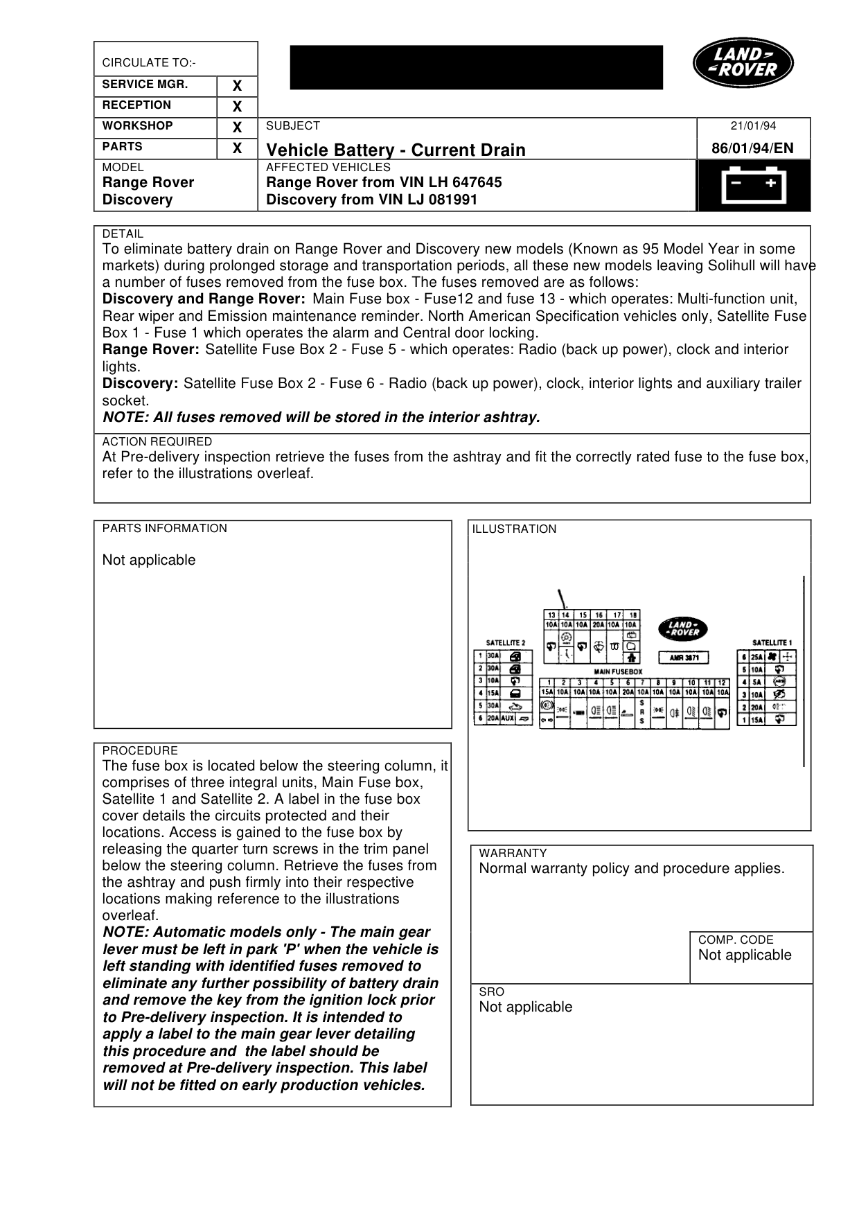 Vehicle Battery-Current Drain – bulletin page 1