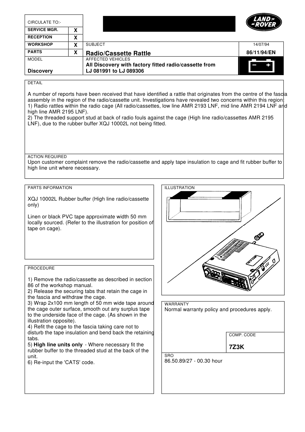 Radio\Cassette Rattle – bulletin page 1