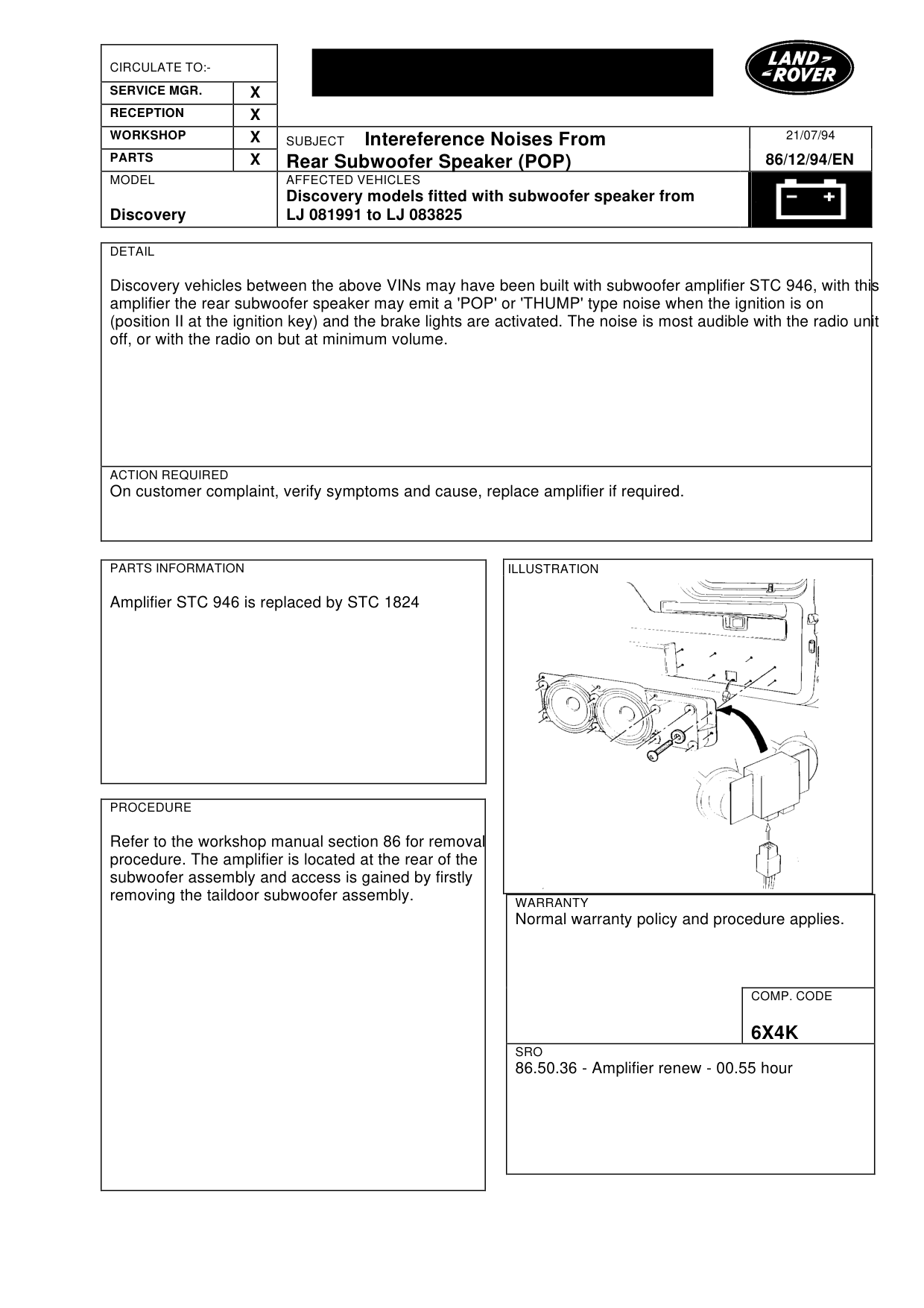 Interference Noises From Rear Subwoofer Speaker (Pop) – bulletin page 1