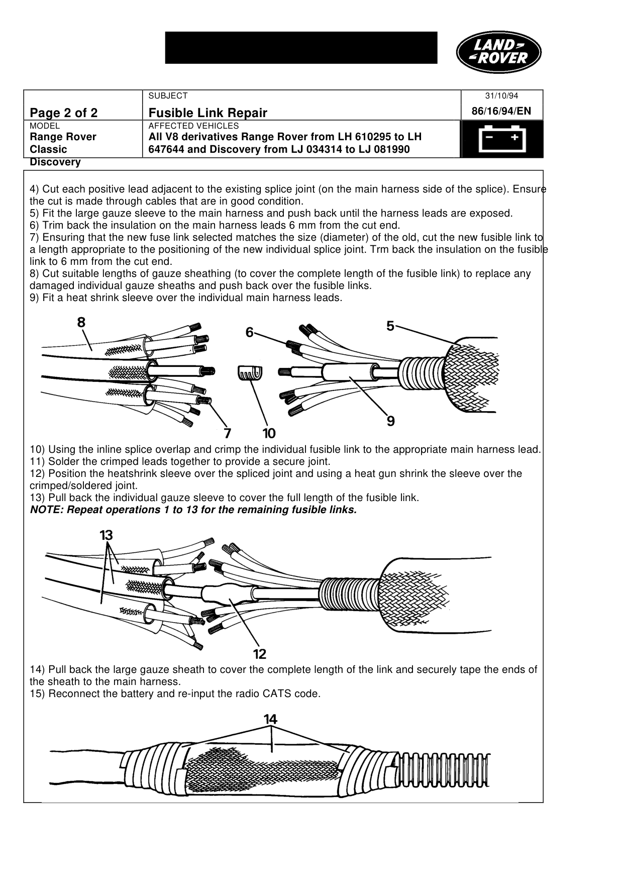Fusible Link-Repair – bulletin page 2