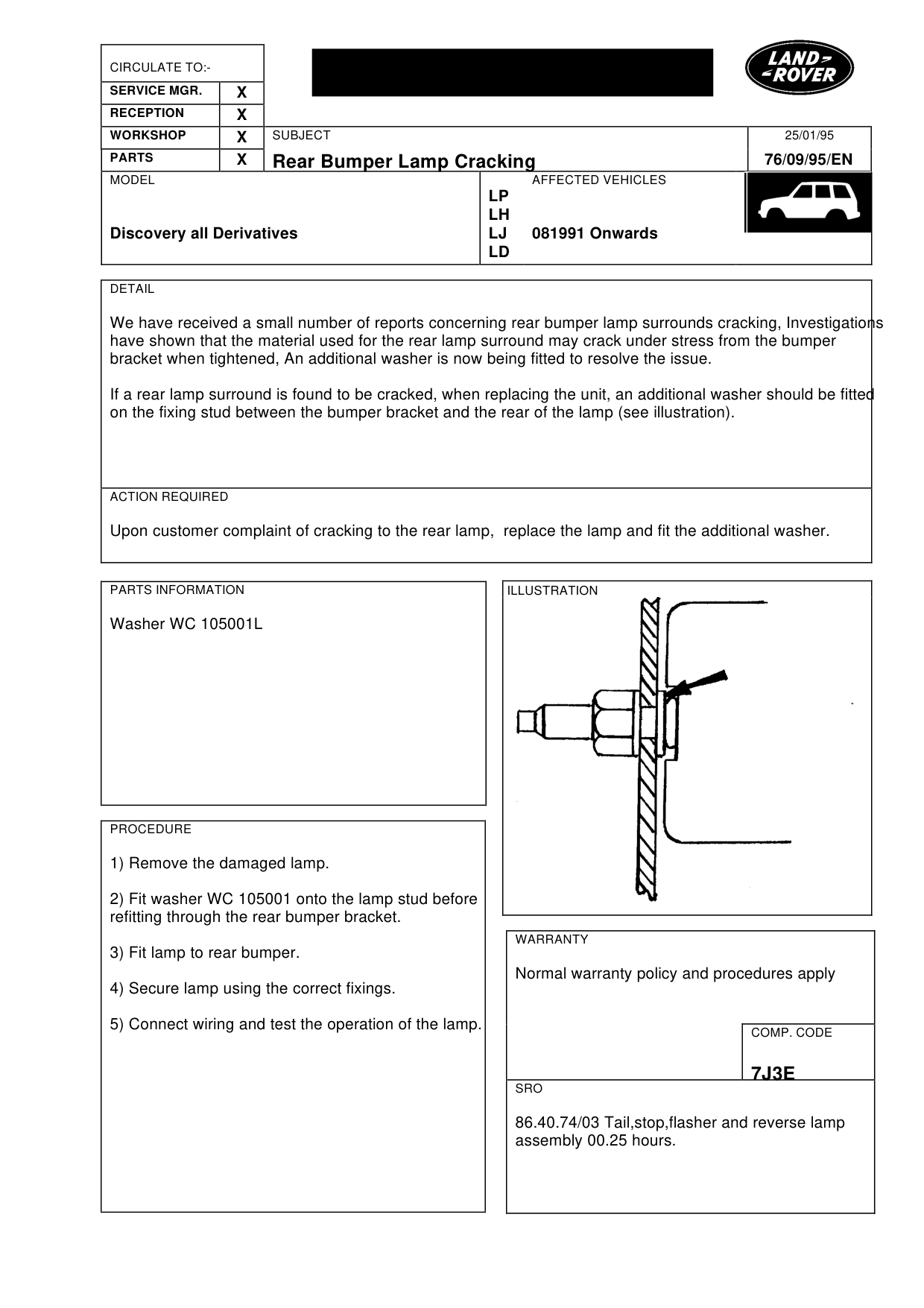 Rear Bumper Lamp Cracking – bulletin page 1