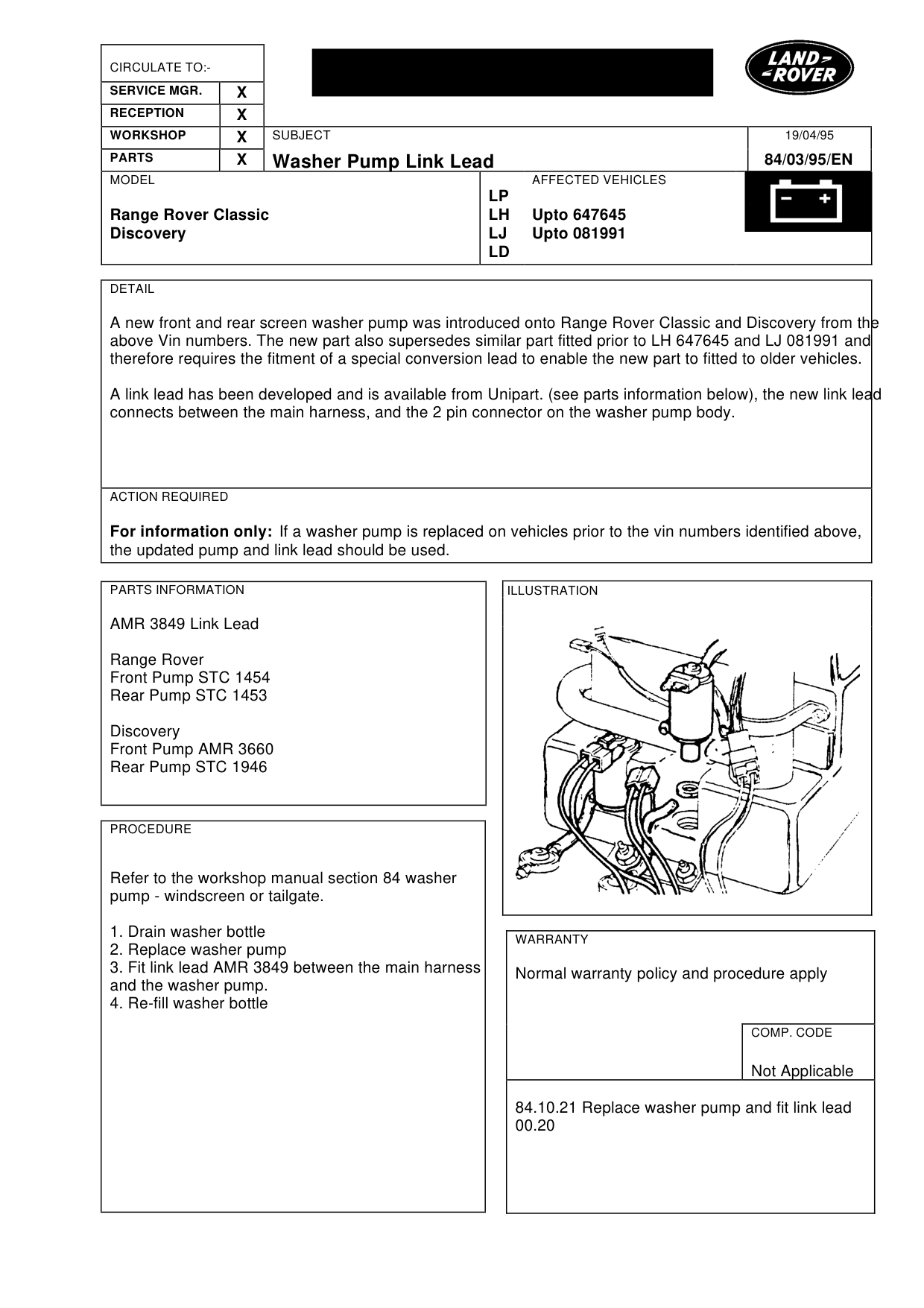 Washer Pump Link Lead – bulletin page 1
