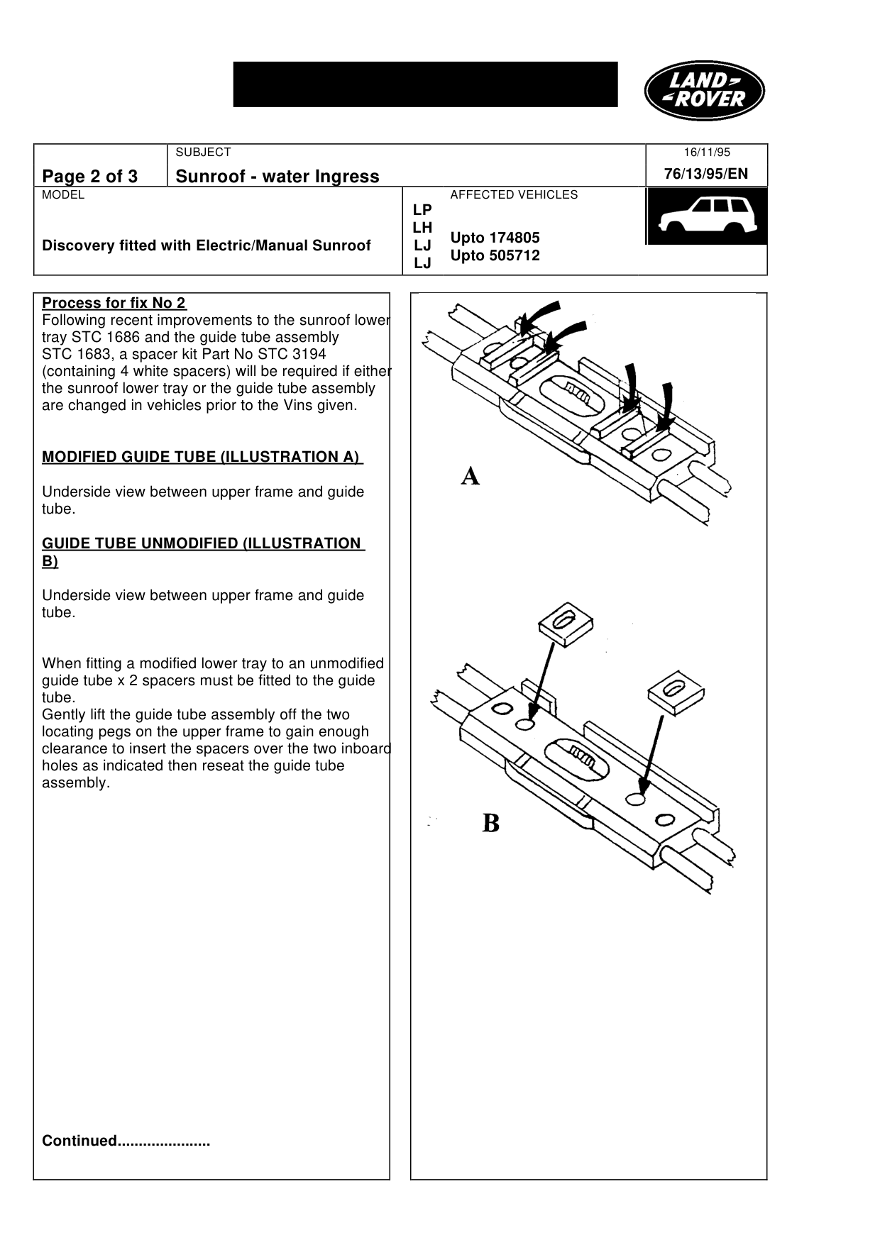Sunroof Water Ingress – bulletin page 2