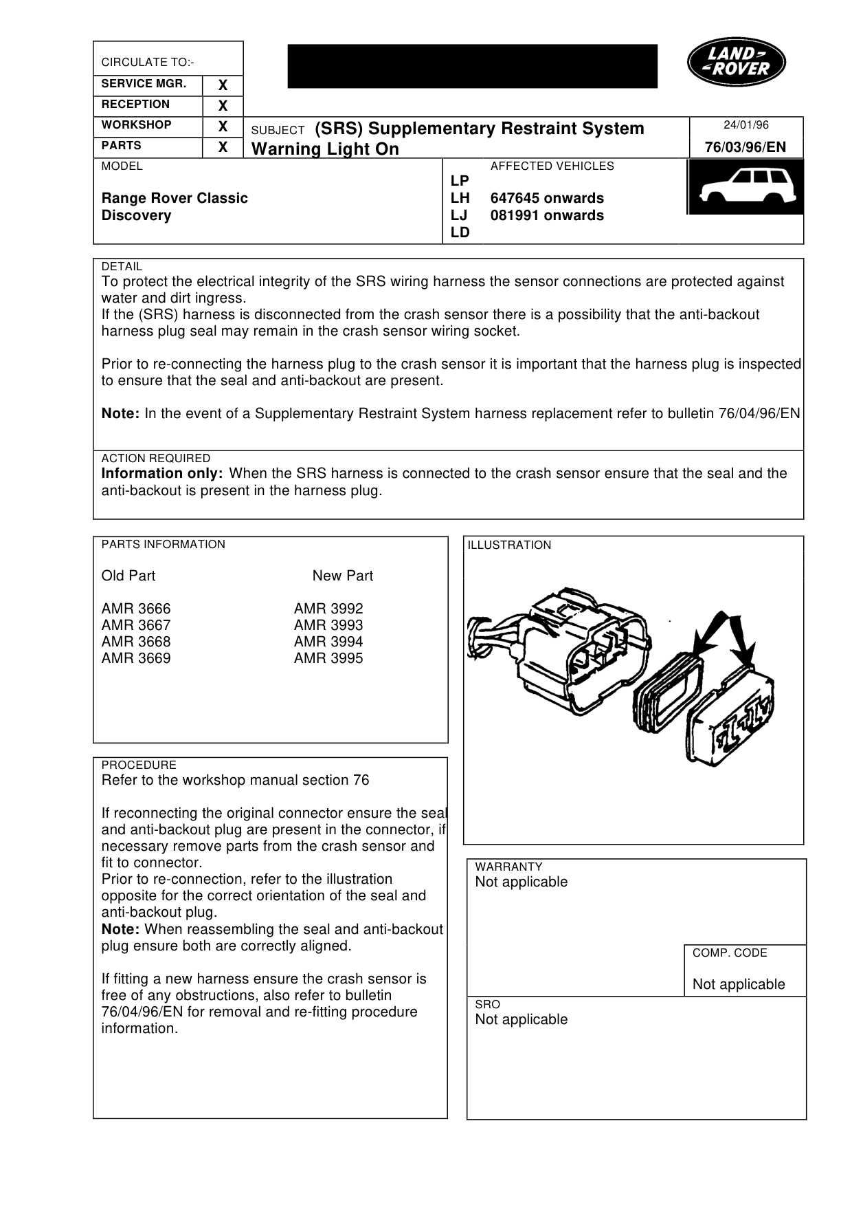 (Srs) Supplementary Restraint System Warning Light On – bulletin page 1