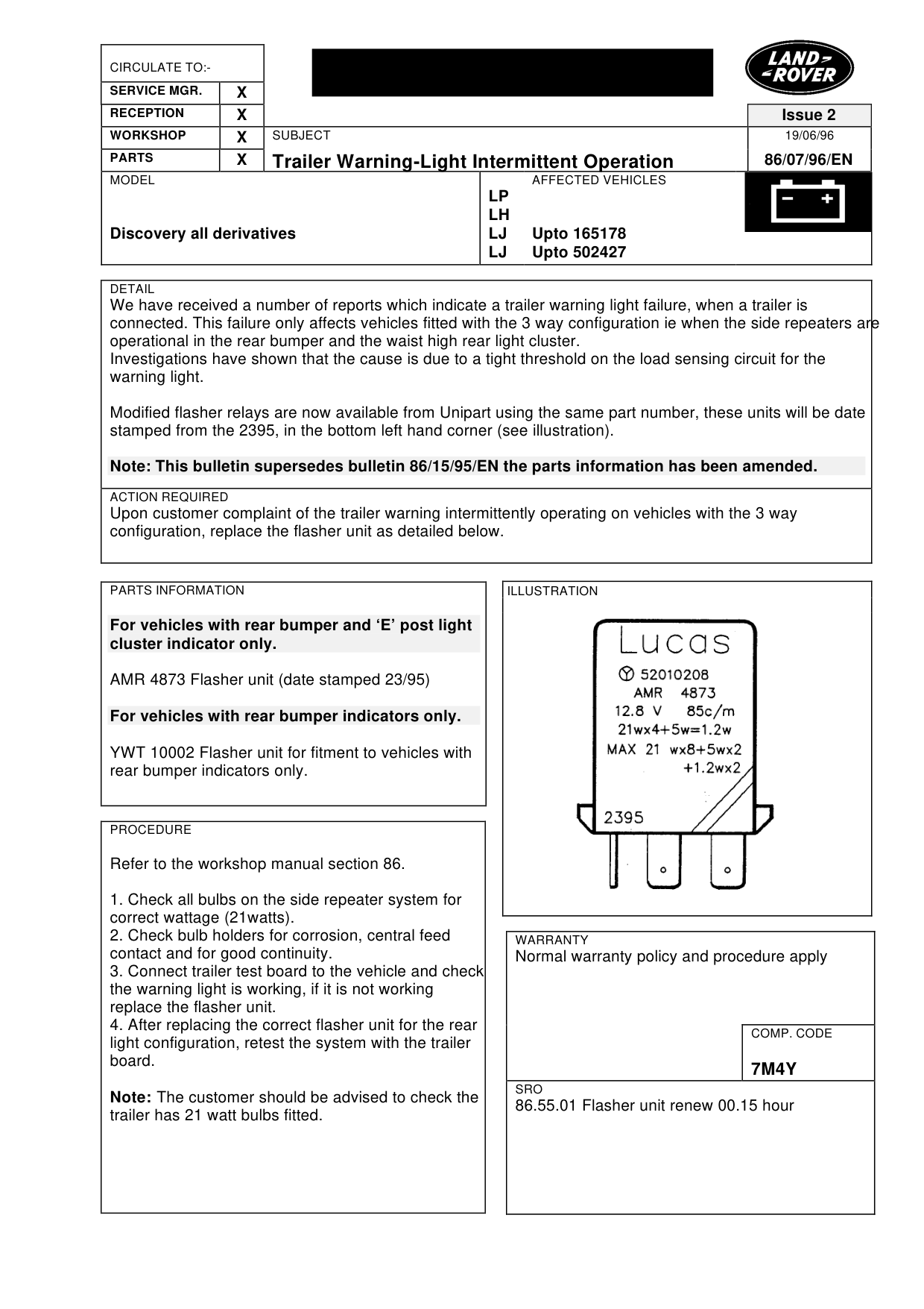 Trailor Warning - Light Intermittent Operation – bulletin page 1