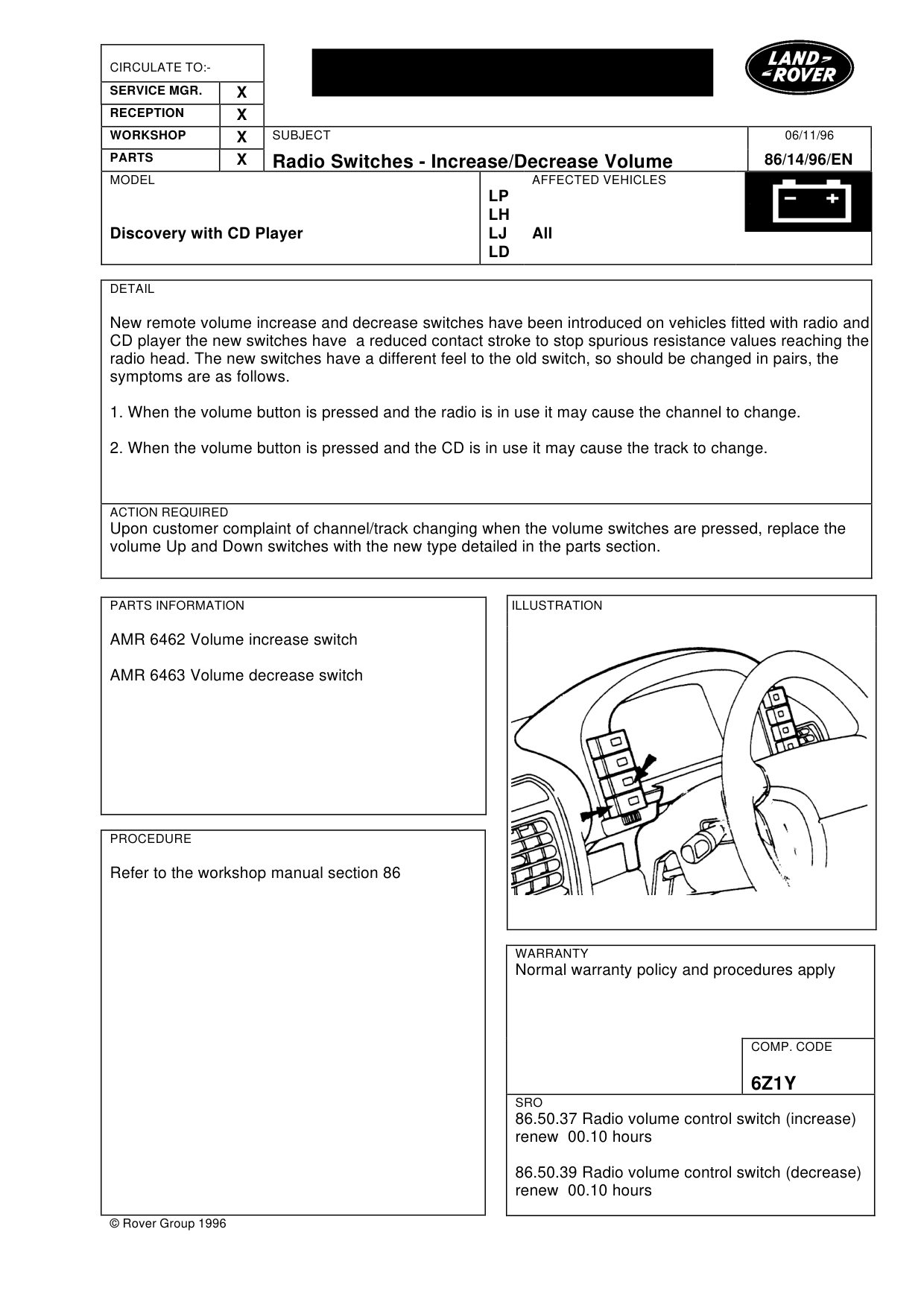 Radio Switches Increase/Decrease Volume – bulletin page 1